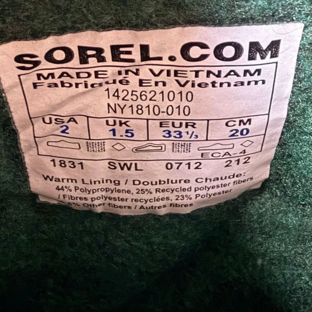 Sorel Boys' Flurry Waterproof Winter Boots Size 2
